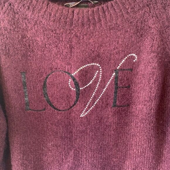 Victoria’s Secret Purple fuzzy “love” rhinestone sweater size M - Picture 8 of 8